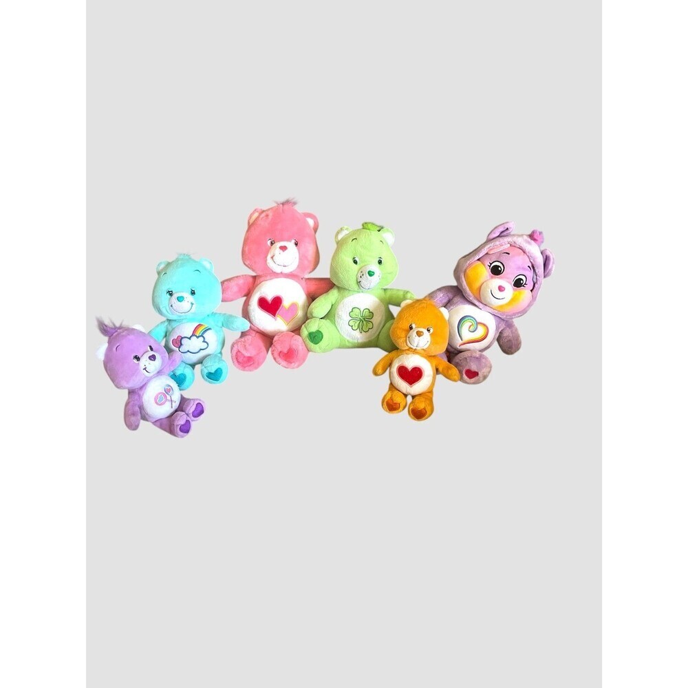 Vintage Lot of 6 2002-2004 2021 Care Bears Plushies 8”-13” kids stuffed animals